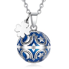 CELESTIA Pregnancy Guardian Angel Necklace Moon Star Chime Ball Pendant with Clover Mum to Be Jewellery Mom to Be Gifts for Mum Expecting