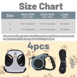 Cat Harness and Lead Set, No Escape 5 M Automatic Retractable Lead, Reflective Adjustable Vest-Style Harness with Leash for Daily Walks, Training, and Outdoor Play (S)