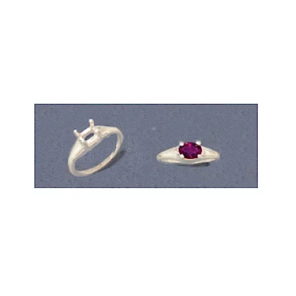 7x5mm Oval Side-Set Dome Solid Silver Pre-Notched Ring Setting Size