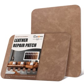 Xroam Leather Patches for Furniture - 2 pcs 8 x 11 inch Leather Repair Patches Self-Adhesive Leather Repair Tape - Vinyl Leather Repair Kit for Couches,Car Seats,Handbags,Chairs Dark Beige 1.0