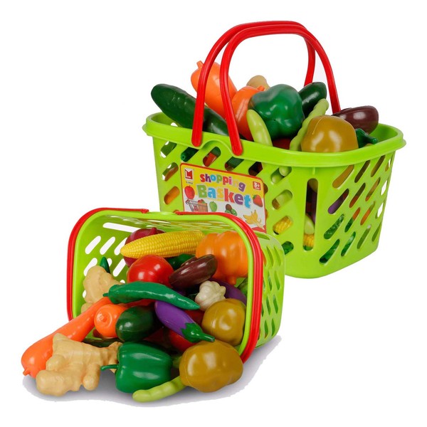 Liberty Imports Fruits and Vegetables Shopping Basket Grocery Play Food Set for Kids - 38 Pieces