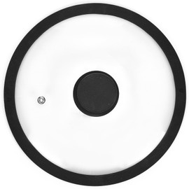 Silicon Glass Lid for Pot,Pan,Skillet Fits 8.5"(22CM) Cookware Silicon lid Dishwasher Safe, Replacement Lid Vented Tempered Glass with Heat Resistant Silicone Rim By HR Huare Technology, Black,1 Pack