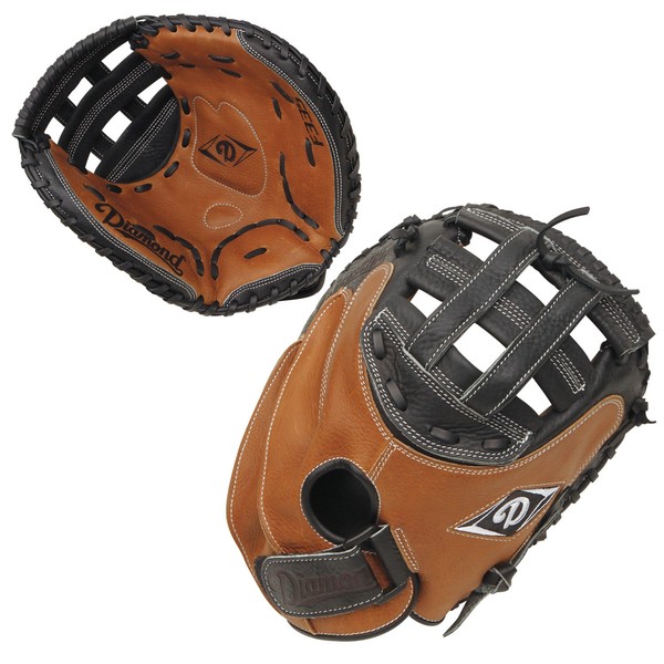 Diamond Fast Pitch Cather's Mitt-Righty for Right Handed Thrower, Tan/Black