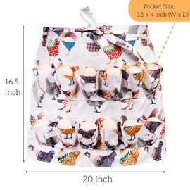 Eorbow Egg Apron, 12 Deep Pockets Egg Collecting Apron, Egg Gathering Holding Apron for Chicken Hense Duck Goose Eggs, Adult-Unisex Housewife Farmhouse Kitchen Home Workwear, White, Adult