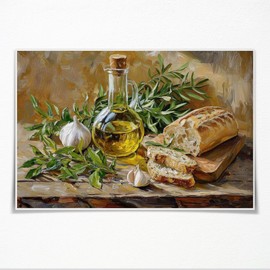 Vintage kitchen wall art modern farmhouse wall decor herbs and garlic oil painting canvas wall art prints country kitchen home decor for dining room living room apartment corridor Unframed18x12inch