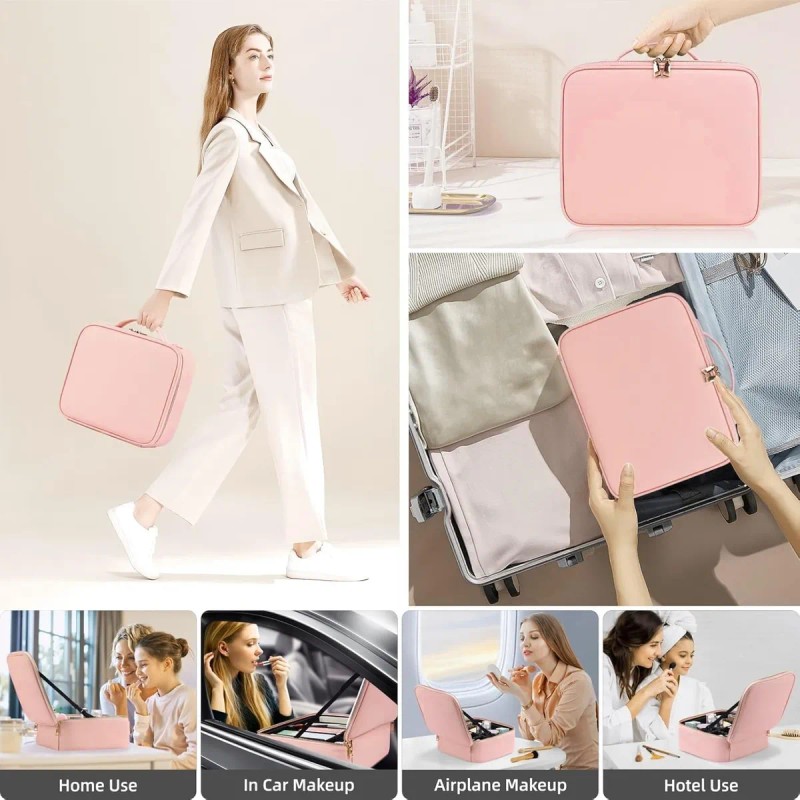 Estuche De Maquillaje Maletin Con Espejo Y Luz Led 3