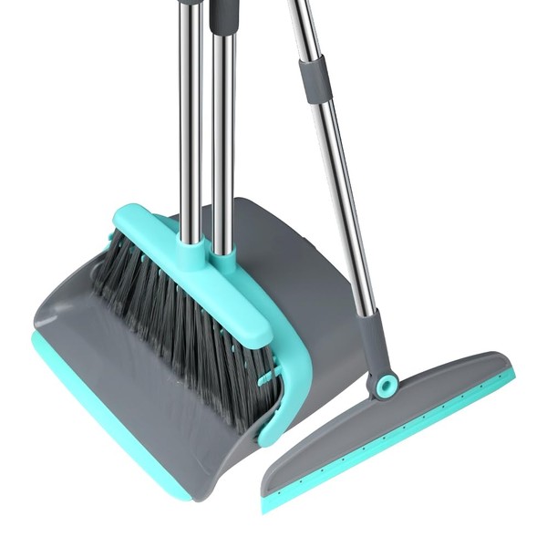 Michao Upgrade Broom and Dustpan Set, Silicone Broom,Long Handle Broom