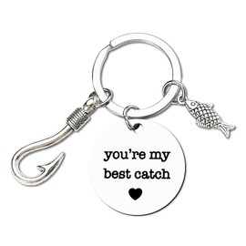 You’re My Best Catch Keychain for Girlfriend Boyfriend Chrisrtmas Gifts for Husband Wife Anniversary Birthday Gifts for Women Men Couples Fishing Lover Gifts Fishing Hook Keychains for Girl Boy