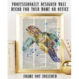 Upcycled Dictionary Art - Sea Turtle - 8.5x11 Unframed Dictionary Art - Great Gift and Beach House Decor Under $15