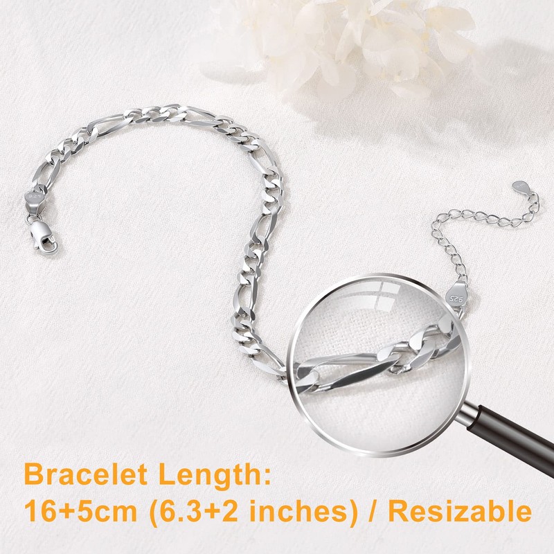 SILVERCUTE Figaro Chain Tennis Bracelets for Women Men Adjustable Bracelet