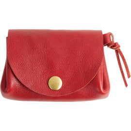 Raficaro Women's Mini Wallet, Coin Purse, Italian Leather, Genuine Leather, Small Wallet, Double Flap Button, Card Case, red