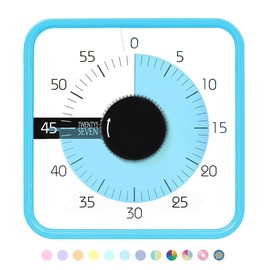 TWENTY5 SEVEN Countdown Timer 7.5 inch; 60 Minute 1 Hour Visual Timer – Classroom Teaching Tool Office Meeting, Mechanical Countdown Clock for Kids Exam Time Management Magnetic, Sky Blue