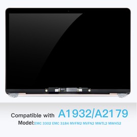 Replacement Screen 13.3" for MacBook Air Retina A1932 2019 Year / A2179 2020 Year (Model：EMC 3302 EMC 3184 MVFH2 MVFJ2 MWTJ2 MWH22) Full LCD Screen Display Assembly (Rose Gold)
