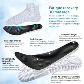2 Pairs Cloud Insoles - 4D Cloud Technology Insole - Super Soft Comfort Insoles, U-Shape Memory Foam Insoles, Trim to Fit Inserts (Black & Gray, Men: 8-11.5)