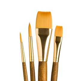 Synthetic Gold Taklon Real Value Brush Set-4/Pkg