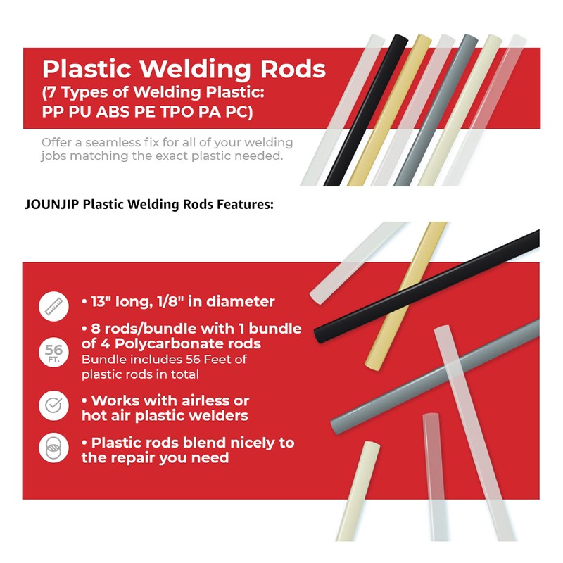 JOUNJIP 13" Plastic Welding Rods - Long 7 Types of