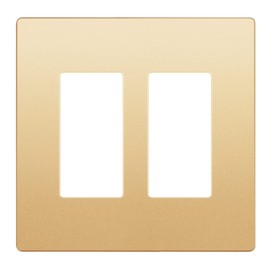 LIDER Matte Finish Decorator Switch Cover, Screwless Wall Plate, Mid-Size 2-Gang 4.88" x 4.92", Unbreakable Polycarbonate Thermoplastic, UL Listed, LSWP-32M-GD, Gold