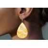 Twisted R Design Yellow Fans Wood Dangle Teardrop Print Earrings