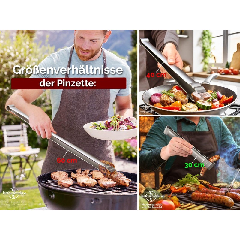 Barbecue Tongs Straight Stainless Steel 20 cm - 60 cm