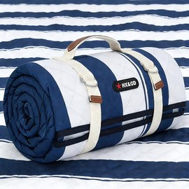 HX&OD - Manta de picnic para exteriores, extragrande, 80 x 80 pulgadas, impermeable, plegable, portátil, con correa de transporte, para tapete de playa (Bule)