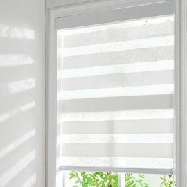 Pesalco Zebra Roller Shades, Cordless Zebra Blinds for Window, Window Blinds for Indoor, Light Control Light Filtering for Day and Night, 22''W X 72''H, White