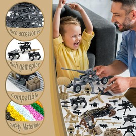 Military Weapon Pack Accessories Kits Toy for Swat Team Building Block Army Weapon Set Include Anti-Aircraft Gun, Drone, Mechanical Dog for Army Equipment Gear Sets Compatible with Major Mini Figure