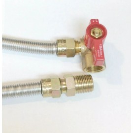 Com-Century Universal Gas Appliances Hook-Up Kit with 48" Stainless Hose and Shut-Off Valve