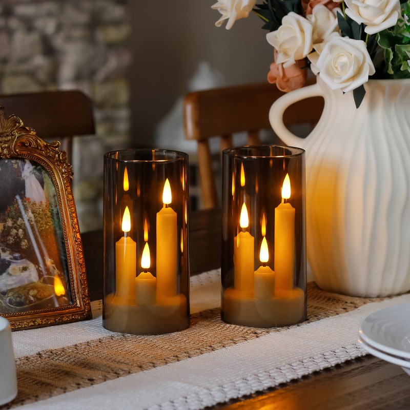 Zevanor 3 in 1 Flameless Taper Short Candles with 10