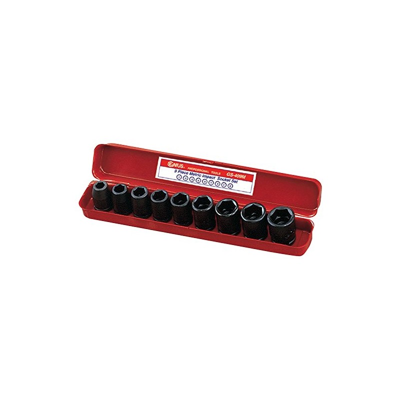 Genius Tools 9 Piece 1/2" Dr. Metric Impact Socket Set