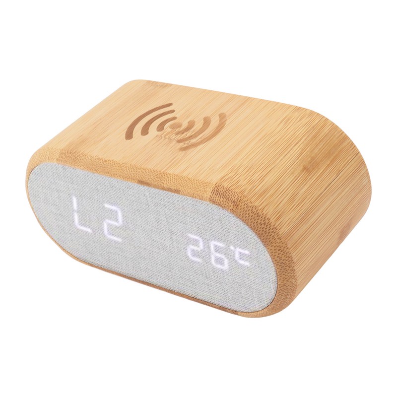 Wooden Alarm Clock USB Wireless Charging Wood LED Digital Display