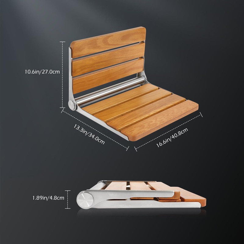 Dyna-Living Folding Shower Seat Wall Mounted Fold Down Shower Seat