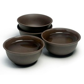 YXHUPOT Teacup 4pcs Chinese Clay Genuine Yixing Black Zini Gongfu Tea Bowls Little Mini Cups (black)