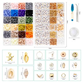 NATASIS 8000 Pieces Polymer Clay Beads Set 6mm for Bracelet jewerly Making kit,DIY Threading Beads with Golden Letter Beading Kits,Creative Gift for Bracelet,Earrings,Necklace,Rings