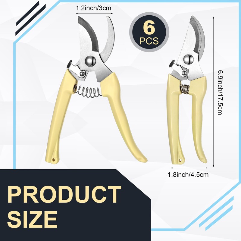 Chumia 6 Pcs Garden Flower Shears Pruning Scissors Heavy Duty