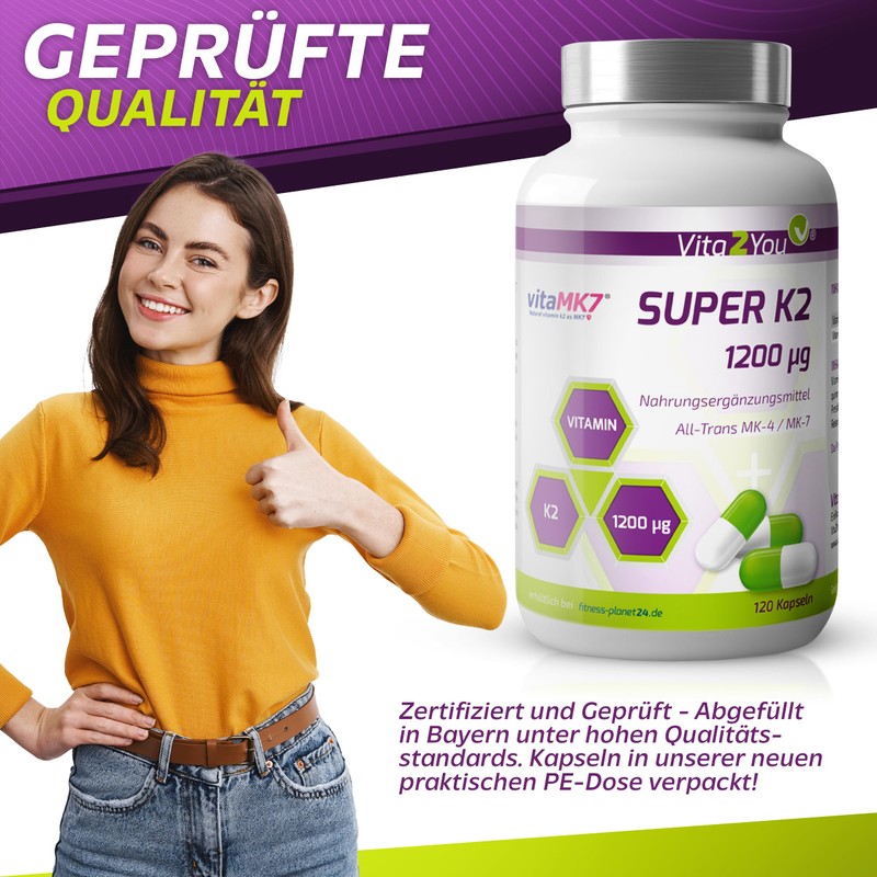 Super K2 – 1200µg Vitamin K2 (Natural Menaq Uinon MK-4