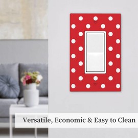 1 Gang Single GFCI Outlet Covers Decorator/Rocker Light Switch Wall Plate White Polka Dot Red Electrical Device Face Plug Plate Cover for Dimmer Receptacle USB Outlet