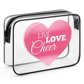 Cheer Gifts for Girls Women Makeup Bag Cheerleading Gifts Cheerleader Cheer Team Inspirational Gift Clear Cosmetic Bag Christmas Birthday Graduation Gift for Cheer Sister Friends PVC Toiletry Pouch