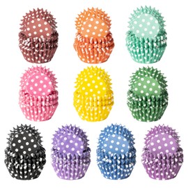 Mini Cupcake Liners Baking Cups - R HORSE 600Pcs Polka Dots Mini Size Cupcake Cups for Baking, Multi-color Disposable Cupcake Paper Baking Cups Cupcake Wrapper, Gift for Women Baking Cooking Lovers