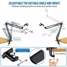 ANKO Microphone Stand, Adjustable Microphone Suspension Boom Scissor Arm Stand