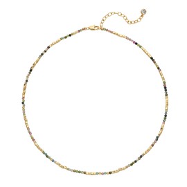 LOYATA Beaded Gemstone Necklaces for Women, Boho Beaded Choker Necklace 14K Gold Plated Natural Stone Bead Necklace Beach Summer Jewelry for Women Gifts