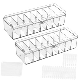 Operitacx 2 Pcs Cable Organizer Box with Lid Transparent Storage for Phone Cords Multi Wire Organizer with Labels and Ties Sturdy for Use