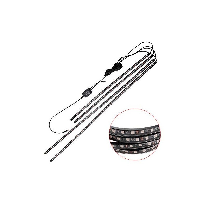 TOTMOX 4pcs 12V Car LED RGB Ambience Decorative Neon Strip