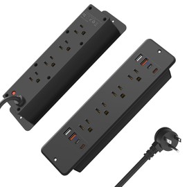 8 Outlet Recessed Power Strip, 30W Fast Charging Furniture Power Outlet USB C, 4 USB-A and 4 USB-C, 6ft Power Cord.