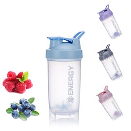 chenqi Protein Shaker Cup with Mixer Ball Gym Shaker Bottle Portable Milkshake Water Cup BPA Free, 500 ml(Blue)