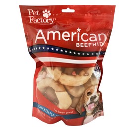 Pet Factory U.S.A. Flavored American Beefhide Donut Shaped Dog Chews with No Preservatives & Additives, Protein-Rich and Digestive Rawhide Donuts