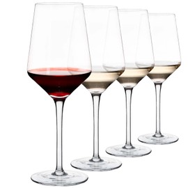 JBHO Red white wine glass, Red Wine Glasses Set of 4, Premium Crystal Wine Glasses,15 oz Thin Rim Long Stem, Perfect for Red or White, Daily Use, Unique Wedding Anniversary or Birthday Gift