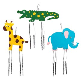 Baker Ross Wooden Jungle Animals Wind Chimes (Pack of 4) - Kids Craft and Design