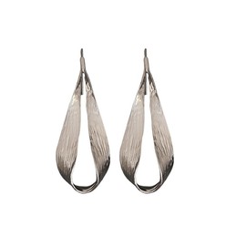 Silver Hoop Earrings Women Leaf Earrings Hypoallergenic Textured Teardrop Earrings -Boho Minimalist Elegance