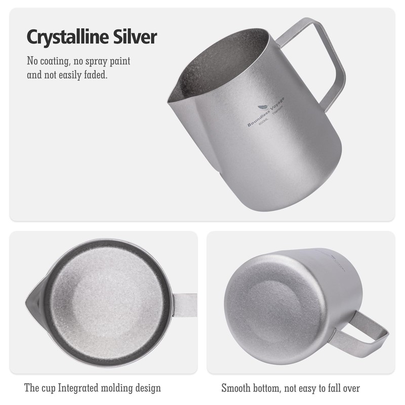 Boundless Voyage Titanium Espresso Steaming Pitcher Titanium Milk Frother Cup