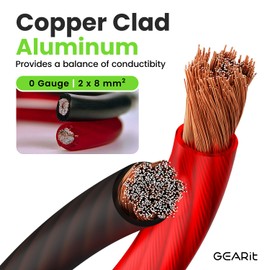 GearIT 1/0 Gauge 25ft Black/Red CCA Wire - For Car Audio, RV, Trailer, Amp, Electrical